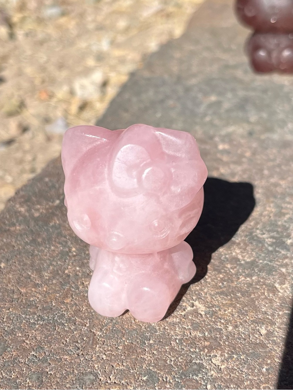🌸💕 Natural Rose Quartz Hello Kitty Crystal Carving 💕🌸